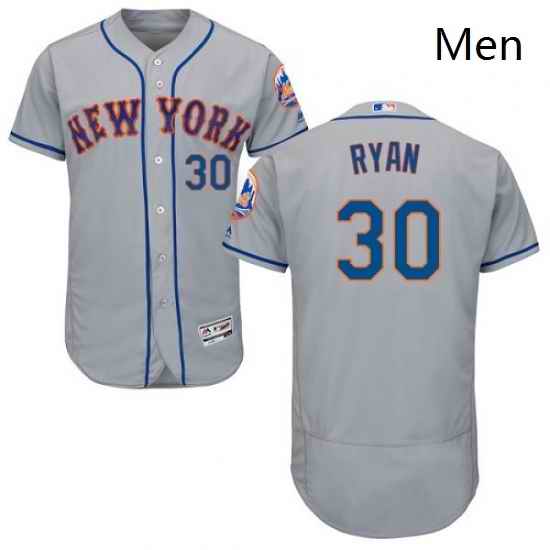 Mens Majestic New York Mets 30 Nolan Ryan Grey Road Flex Base Authentic Collection MLB Jersey